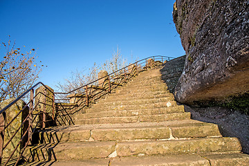 Image showing steps up to the Rock of Dabo, France