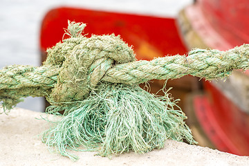 Image showing mooring line of a trawler with knot