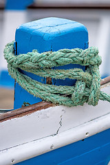 Image showing Mooring line of a trawler