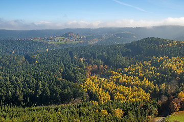 Image showing View to the atumnal painted forest of the Vosges, Alsace, France