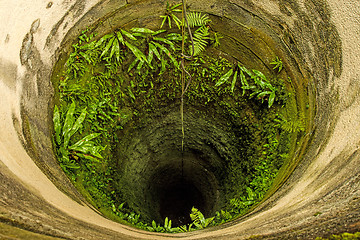 Image showing old, deep, medieval well of a castle