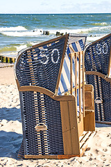 Image showing beach chairs at the Baltic Sea in Poland