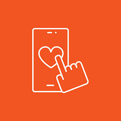 Image showing Smartphone with heart sign line icon.