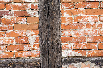 Image showing brick wall of an old frame house