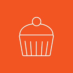 Image showing Cupcake with cherry line icon.