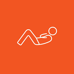 Image showing Man doing abdominal crunches line icon.