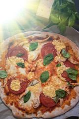 Image showing pizza margarita closeup