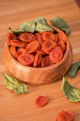 Image showing Dried apricots in a bowl