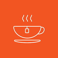 Image showing Hot tea in cup line icon.