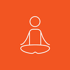 Image showing Man meditating in lotus pose line icon.