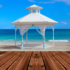 Image showing Gazebo on the beach.