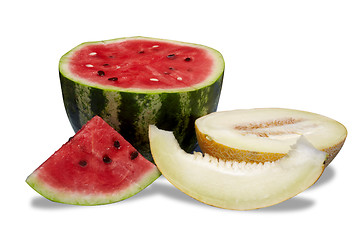 Image showing Watermelon and melon isolated on white background