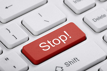 Image showing Red key of the computer. Stop