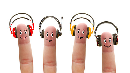 Image showing Happy fingers in headphones