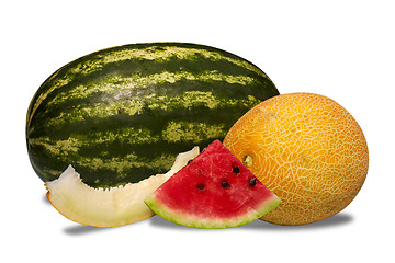 Image showing Watermelon and melon isolated on white background