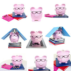 Image showing Pink pig and and and  business