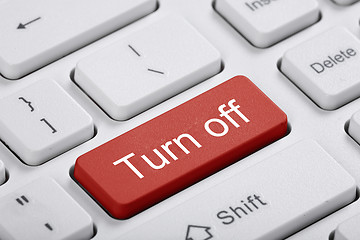 Image showing Red key of the computer. Turn off