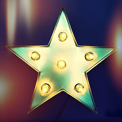 Image showing Retro star with light bulbs