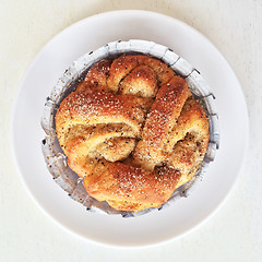 Image showing Sweet cardamom bun on a plate