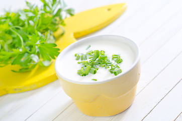 Image showing sour cream with green onion