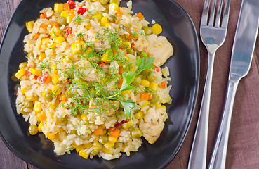 Image showing rice with meat and vegetables