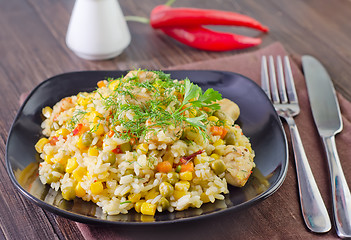 Image showing rice with meat and vegetables