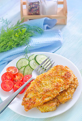 Image showing fried chicken with vegetables