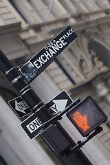 Image showing Wall st. street sign, New York, USA.