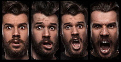 Image showing Set of young man\'s portraits with different emotions