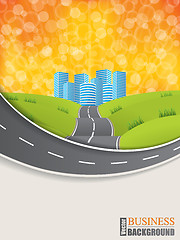 Image showing Road design brochure with sunset background