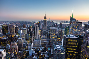 Image showing New York City Manhattan downtown skyline.