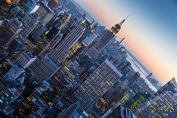 Image showing New York City Manhattan downtown skyline.