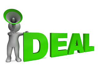 Image showing Deal Character Shows Deals Agreement Contract Or Dealing