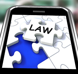 Image showing Law Smartphone Shows Legal Information And Legislation On Intern