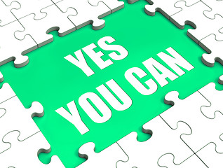 Image showing Yes You Can Puzzle Shows Inspiration Motivation And Achievement