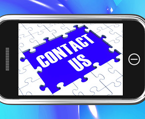 Image showing Contact Us On Smartphone Showing Online Assistance