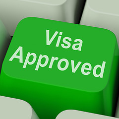 Image showing Visa Approved Key Shows Country Admission Authorized