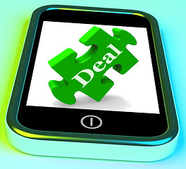 Image showing Deal Phone Shows Mobile Trade Deals Contract Or Dealing