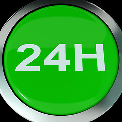 Image showing Twenty Four Hours Button Shows Open 24 hours