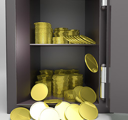 Image showing Open Safe With Coins Showing Treasure Protection