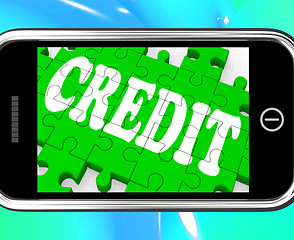 Image showing Credit On Smartphone Shows Money Loan