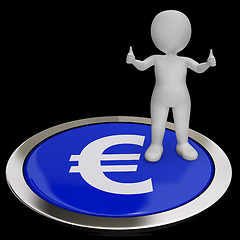 Image showing Euro Symbol Button Shows Money And Investments