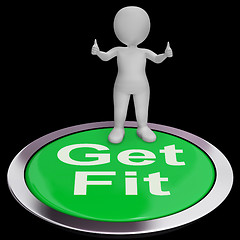 Image showing Get Fit Button Shows Exercise And Working Out