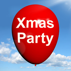 Image showing Xmas Party Balloon Shows Christmas Festivity and Celebration