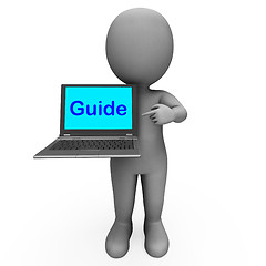 Image showing Guide Character Laptop Shows Help Assistance Or Guidance