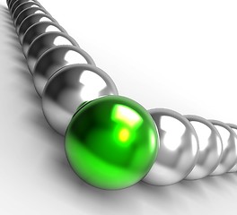 Image showing Leading Metallic Balls Showing Leadership
