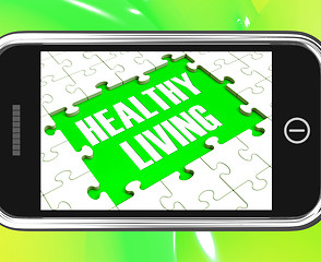 Image showing Healthy Living On Smartphone Showing Health Diet