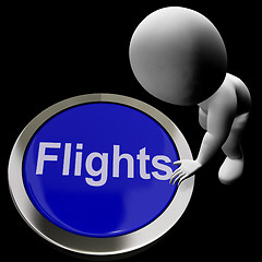 Image showing Flights Button For Overseas Vacation Or Holidays