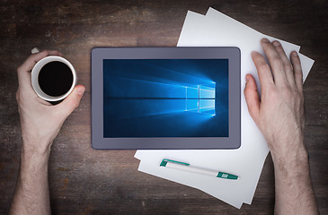 Image showing HEERENVEEN, NETHERLANDS, June 6, 2015: Tablet computer with Wind