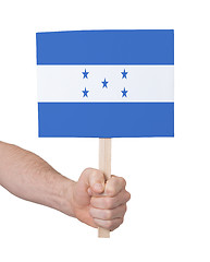 Image showing Hand holding small card - Flag of Honduras